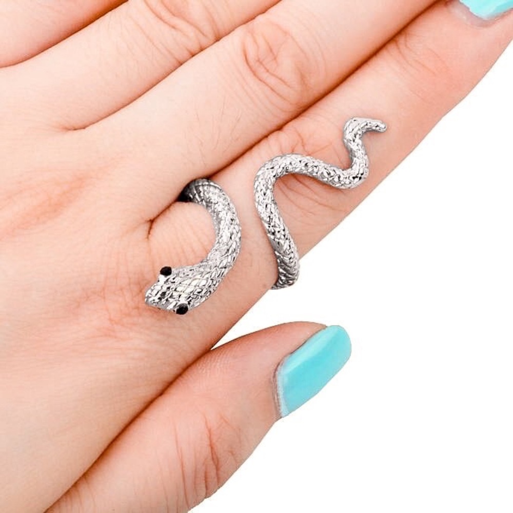 2/$20!  Oxidized Silver Serpent Wrap Ring - Picture 3 of 5